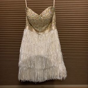 Strapless Maggie Sottero gold sequin dress